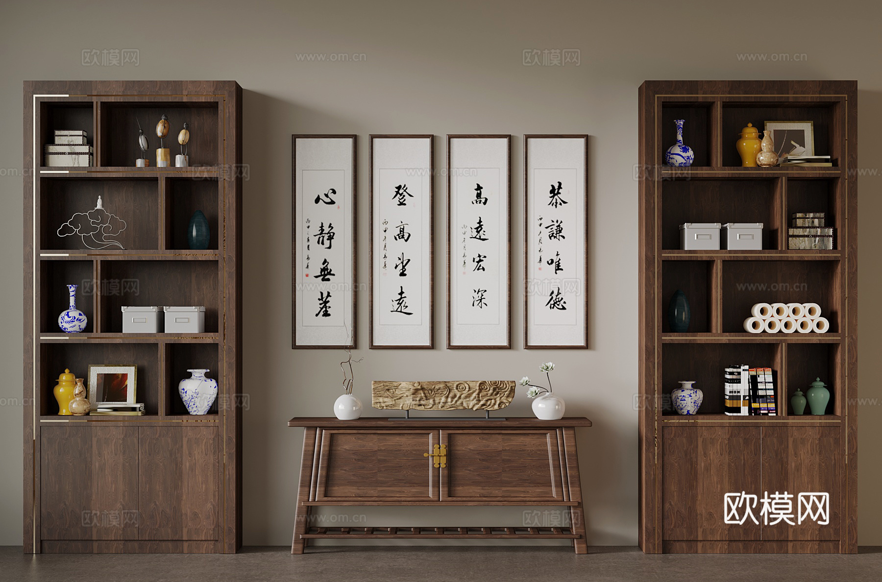 茶柜 新中式茶柜 装饰画3d模型