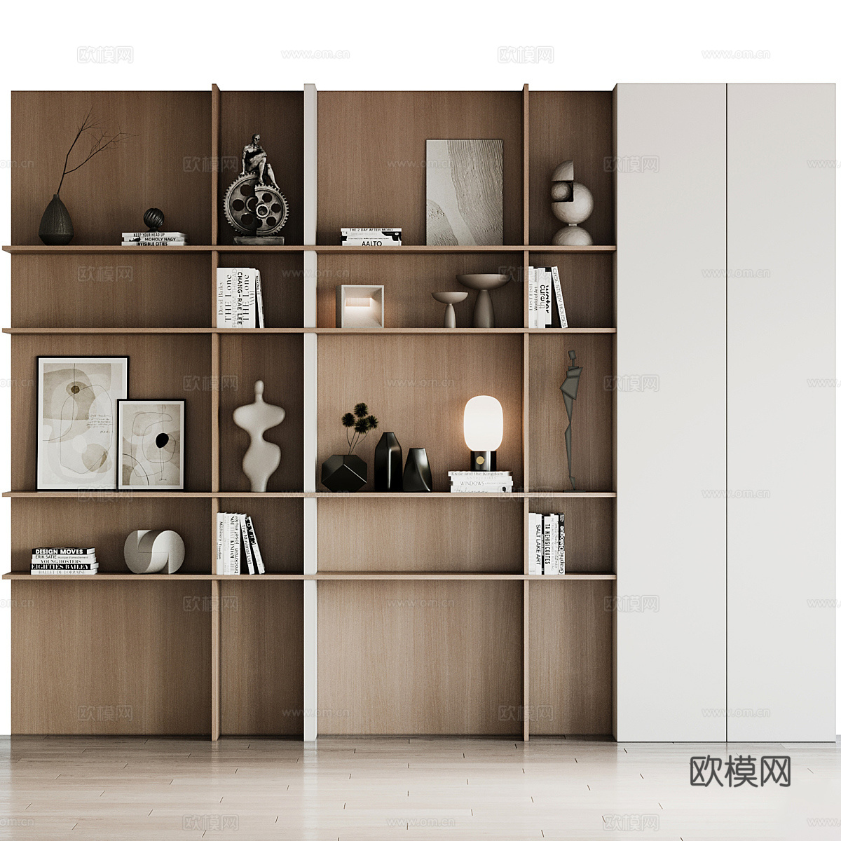现代极简装饰书柜3d模型