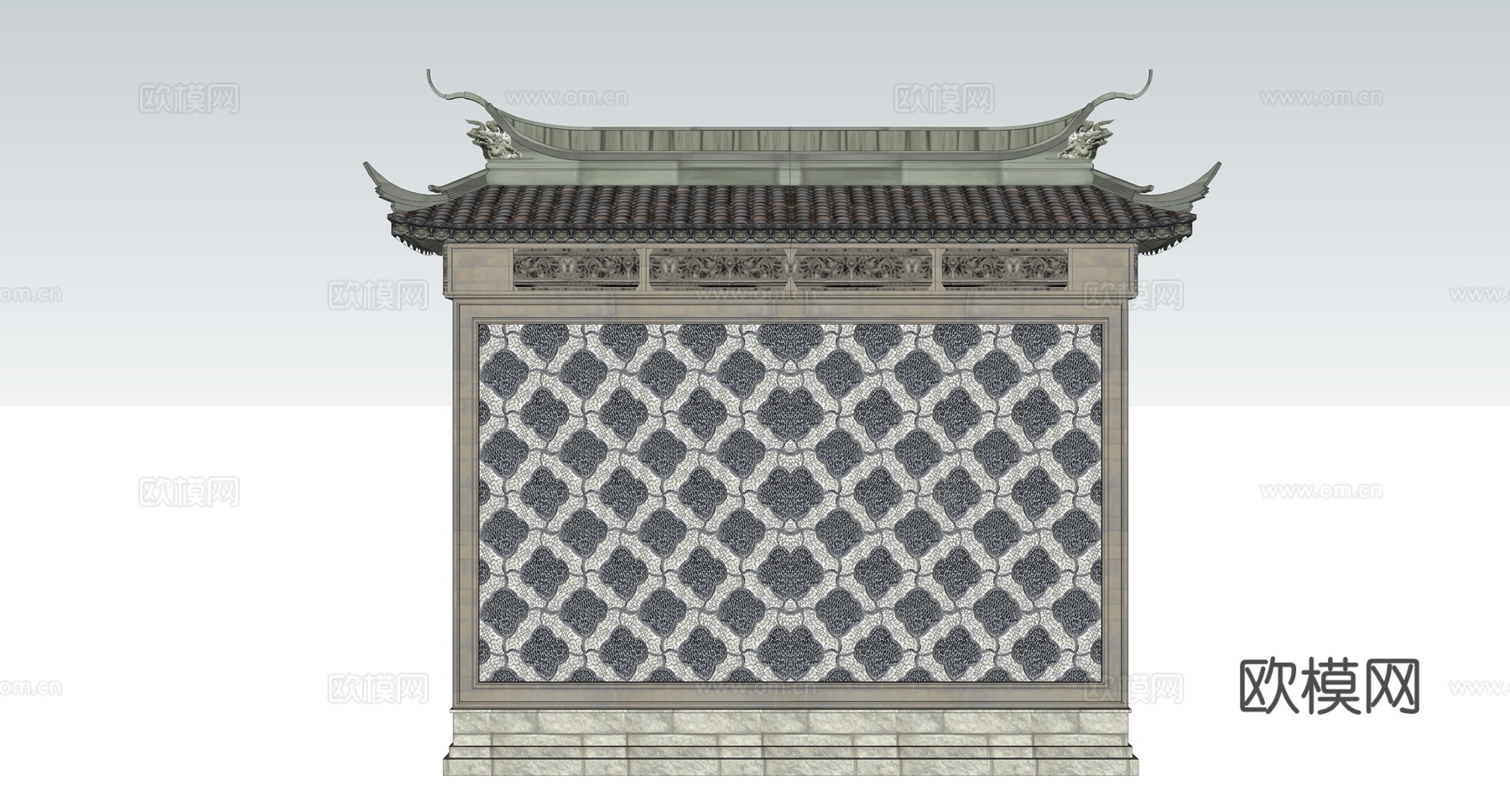 中式景墙照壁su模型