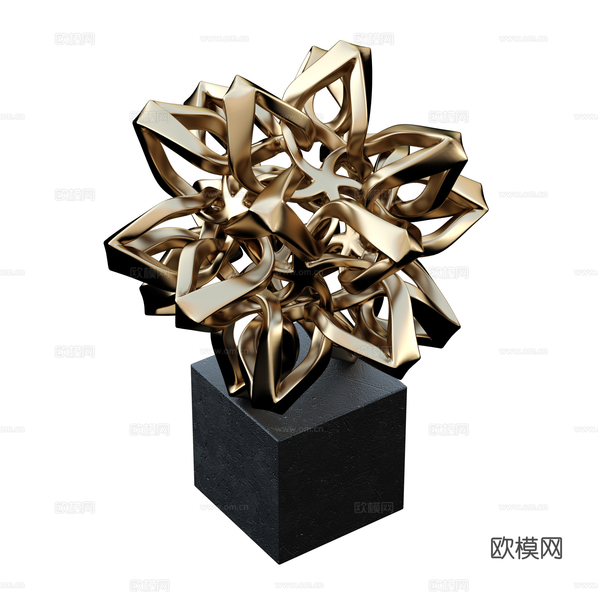 现代艺术轻奢不锈钢雕塑摆件3d模型