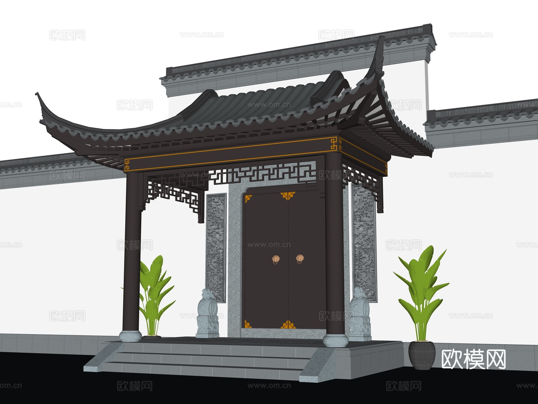 大门 别墅大门 庭院门su模型