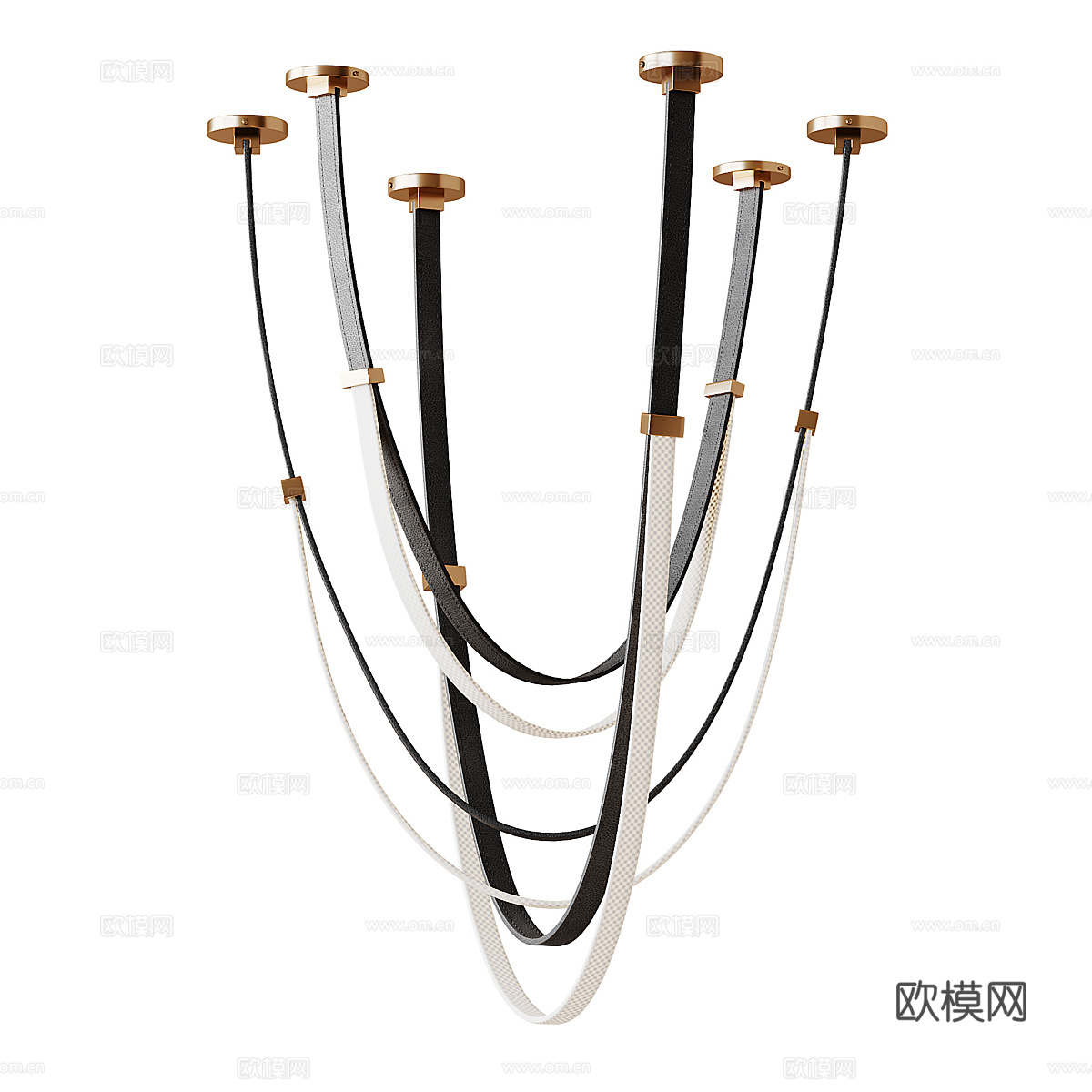 现代意式轻奢带状装饰吊灯3d模型