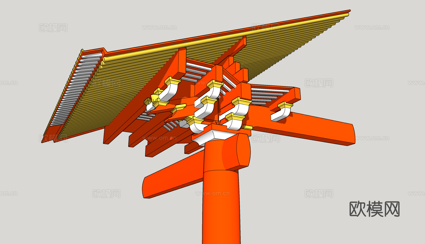 古建筑斗拱组件su模型