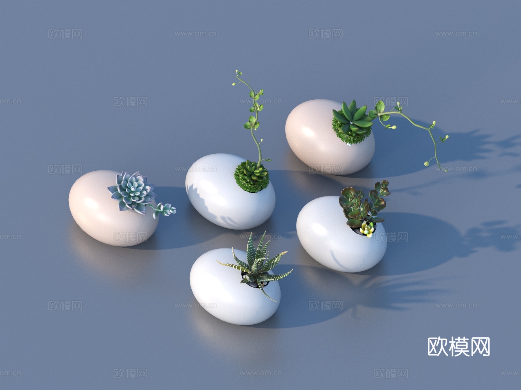 鸡蛋造型 盆栽 绿植3d模型
