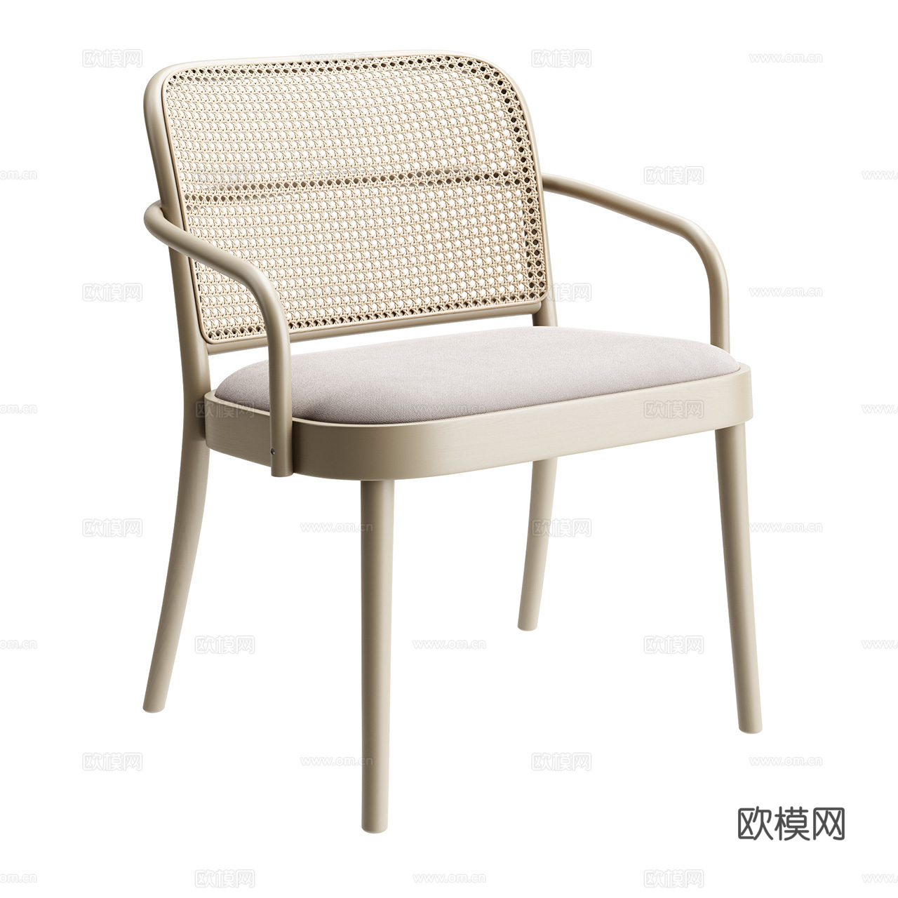Ton 811 休闲扶手椅 北欧单椅 藤编椅 扶手椅 藤椅3d模型