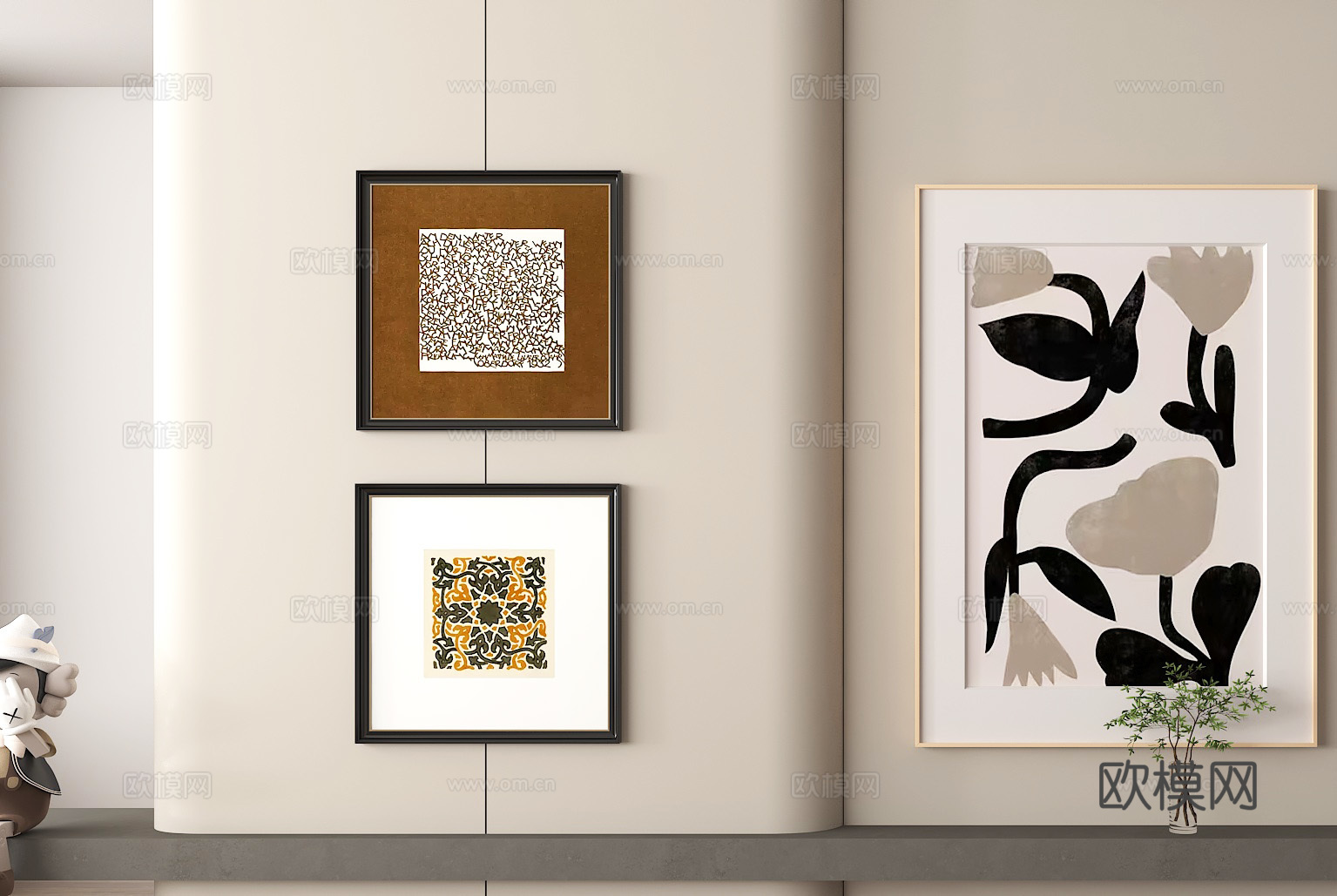 现代艺术画装饰画 室内软装 墙面装饰 挂画搭配 现代挂画3d模型