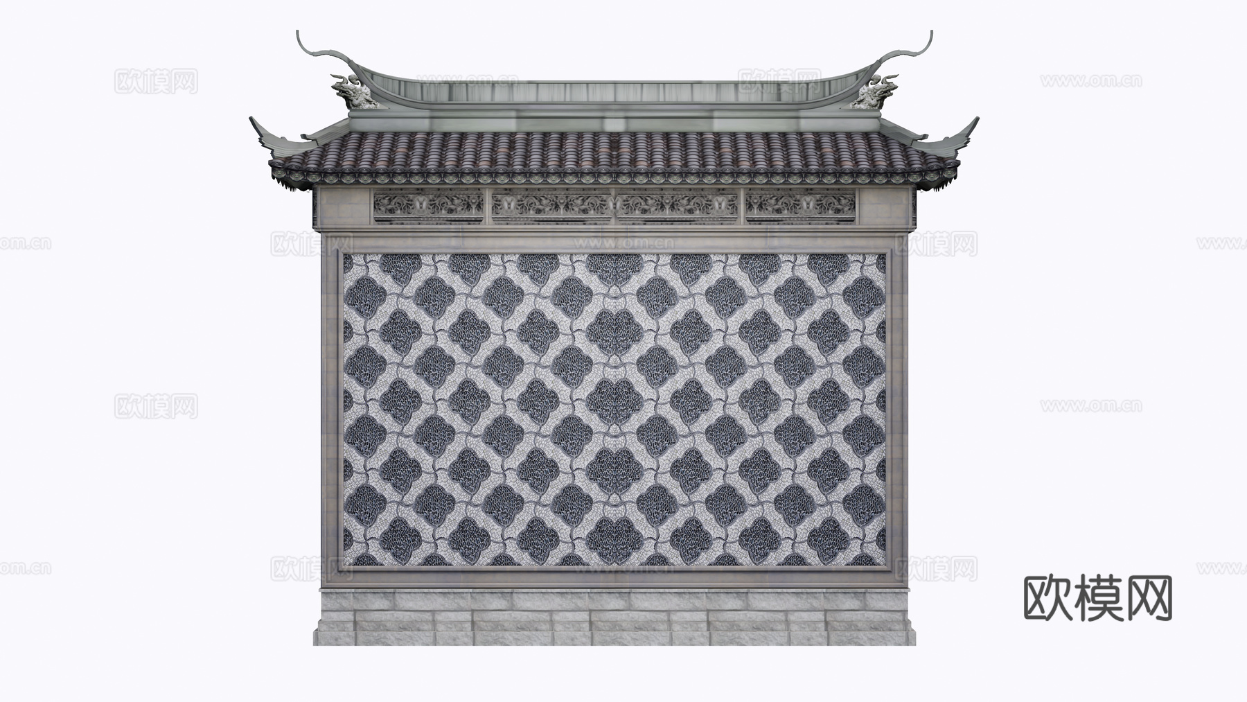 中式景墙照壁su模型
