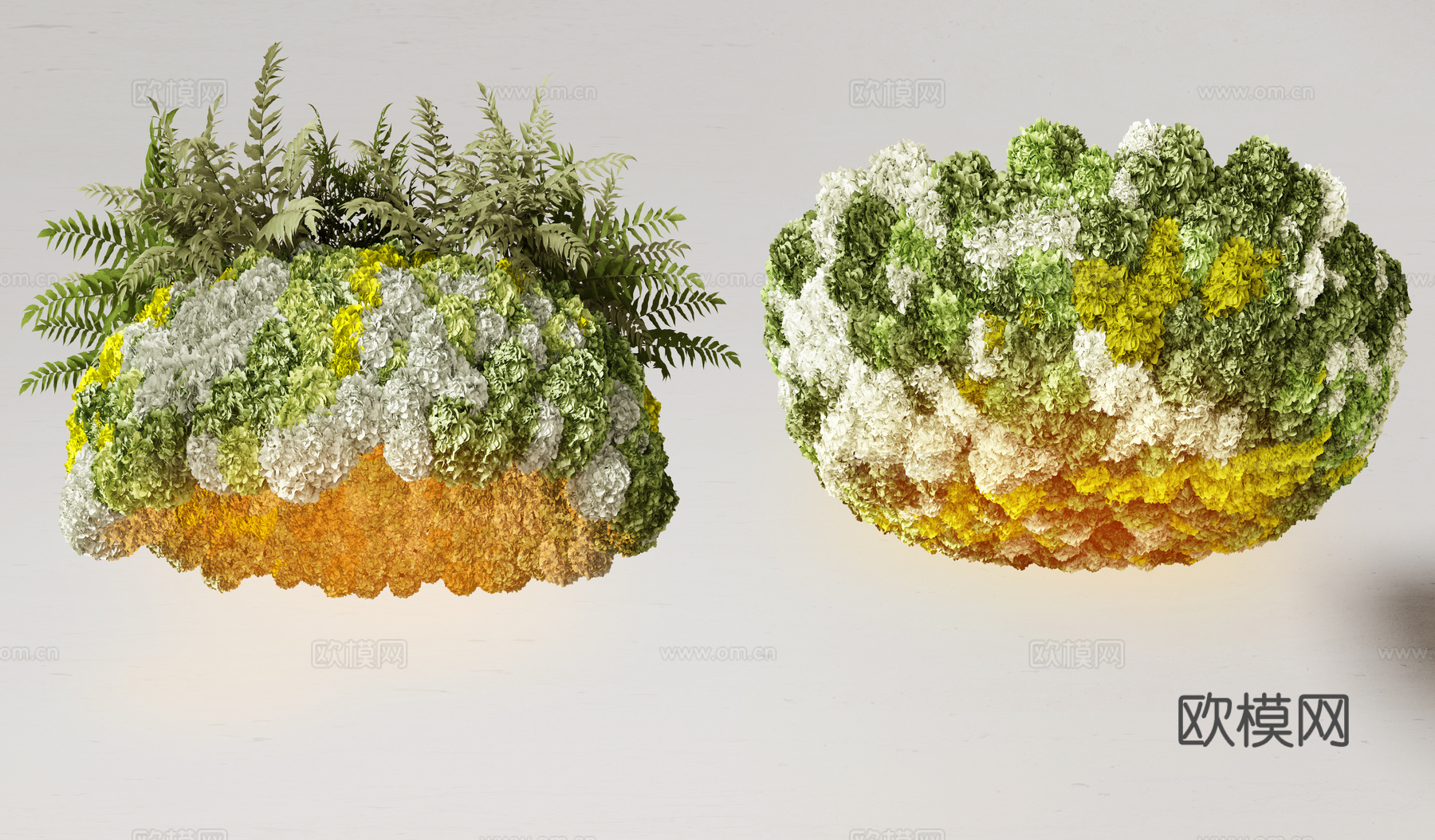 CCD酒店吊饰 艺术装置  苔藓球  酒店大堂花艺  大型花3d模型