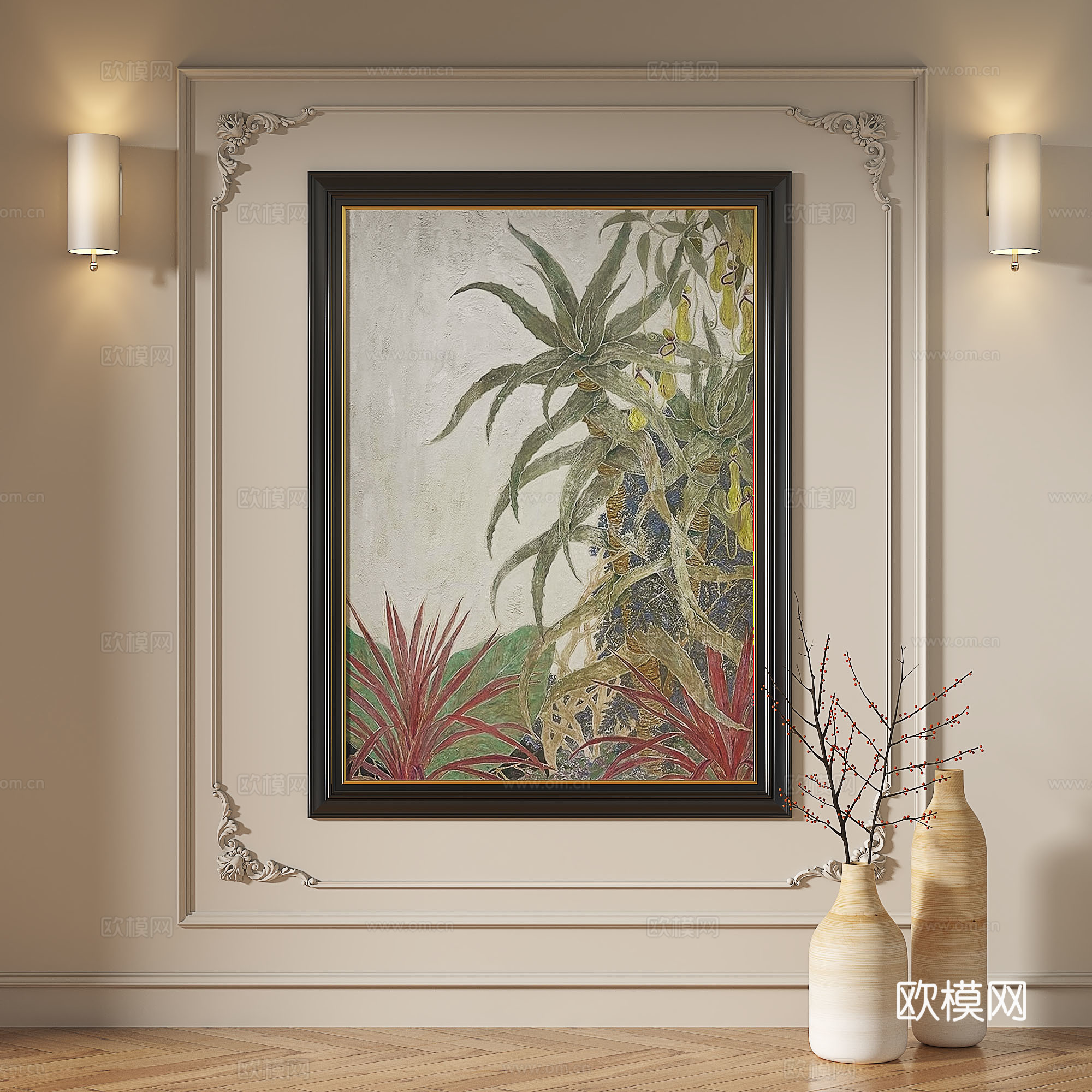 法式，现代，简约，抽象，复古，中古，轻奢，装饰画3d模型