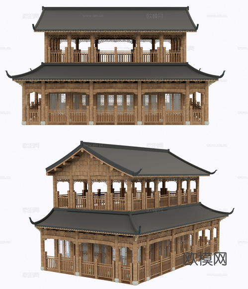 木构建筑su模型下载(渲染图1)