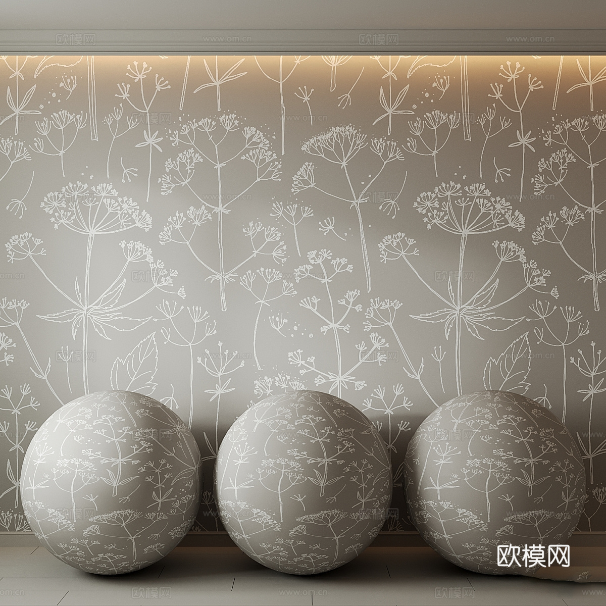 现代蒲公英墙布 墙纸 壁画3d模型