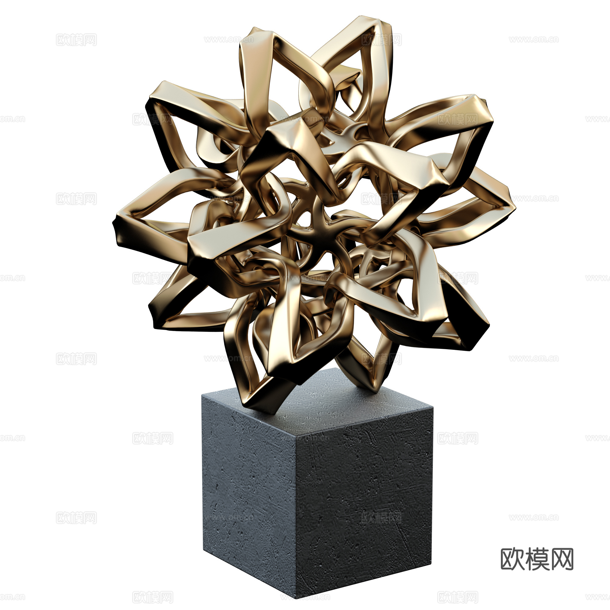 现代艺术轻奢不锈钢雕塑摆件3d模型