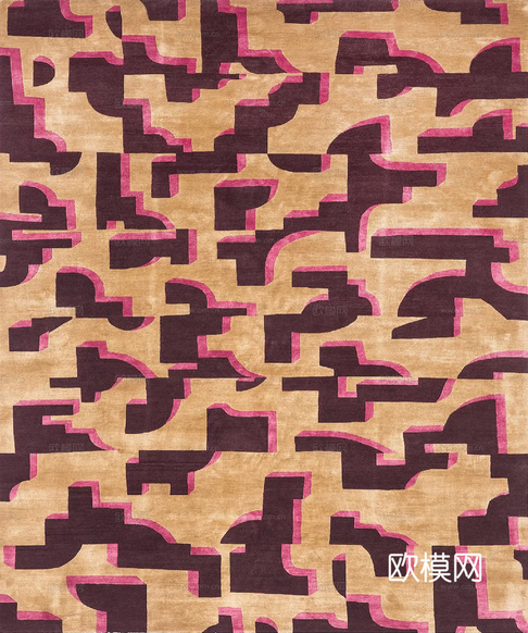 法式轻奢几何绒布地毯下载