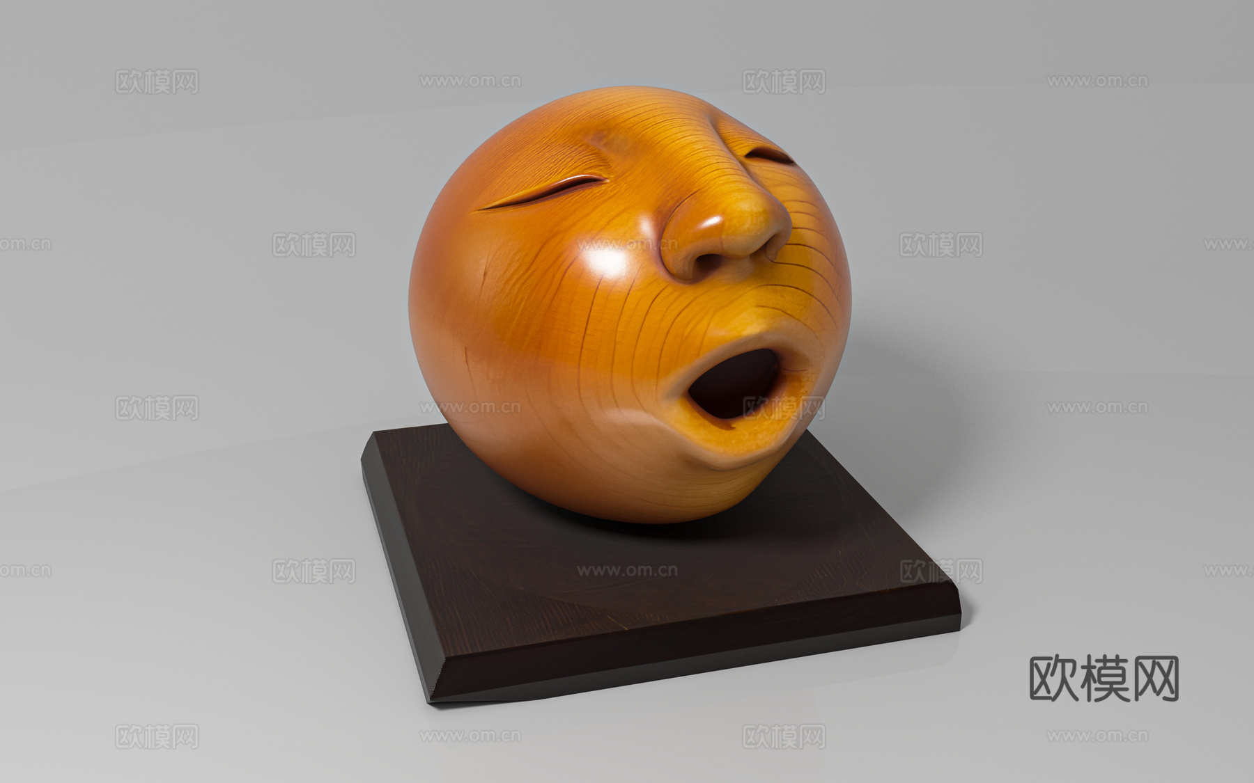 呼发呆马虎人脸 木雕雕刻 艺术雕塑 抽象创意 摆件饰品 雕塑3d模型