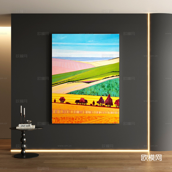 现代风景装饰画su模型下载(渲染图1)