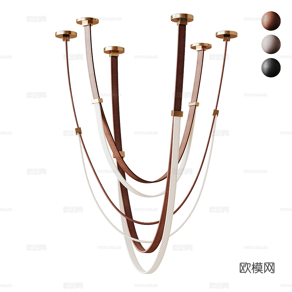 现代意式轻奢带状装饰吊灯3d模型