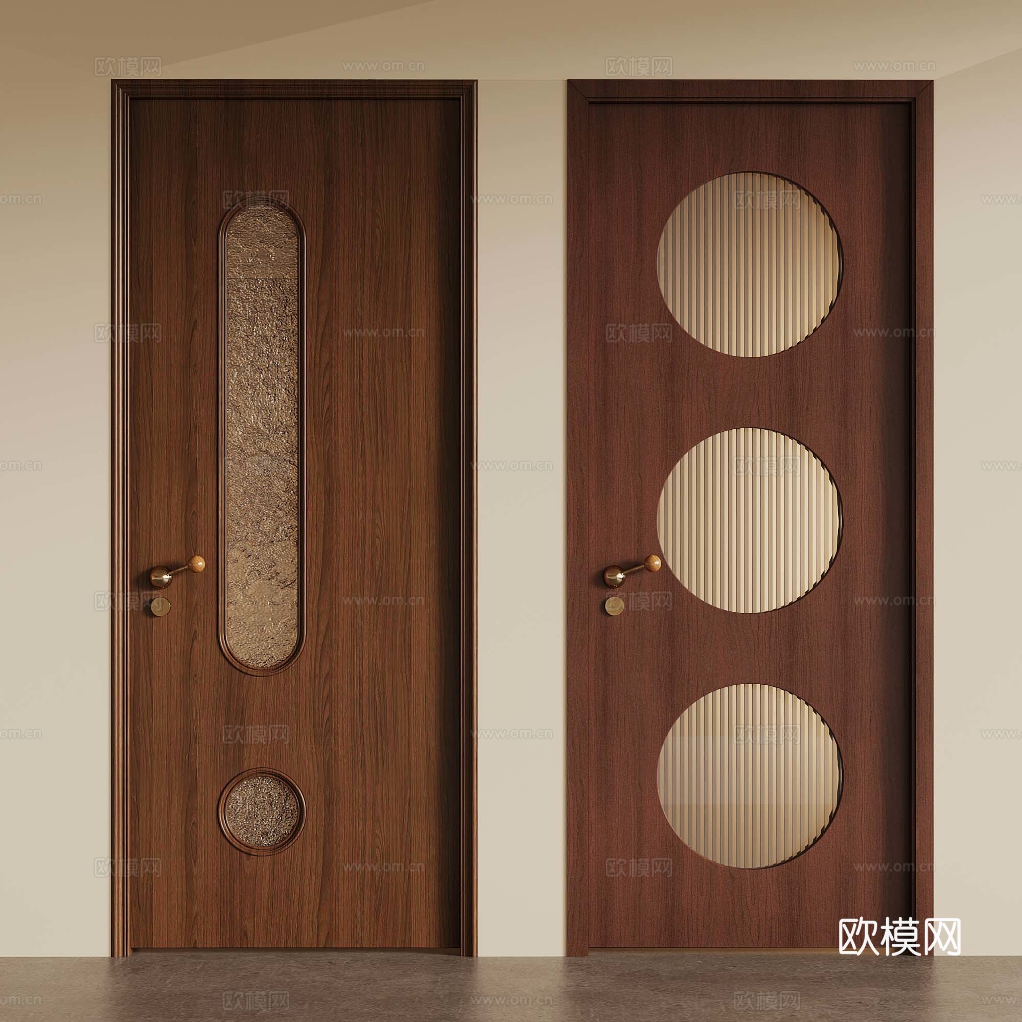 现代中古单开门 复古木门 单开门3d模型