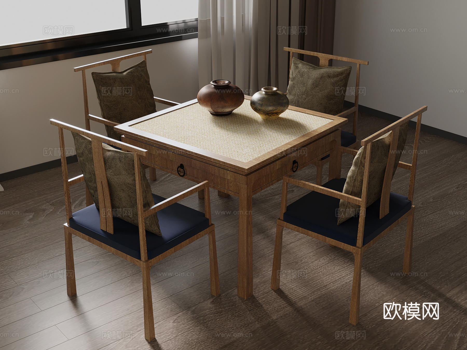 茶桌椅 侘寂茶桌椅3d模型