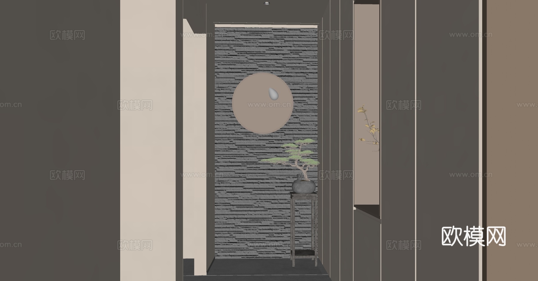 盆栽 室内景观盆栽 茶馆茶室盆栽 罗汉松盆景 松树盆栽 盆景su模型