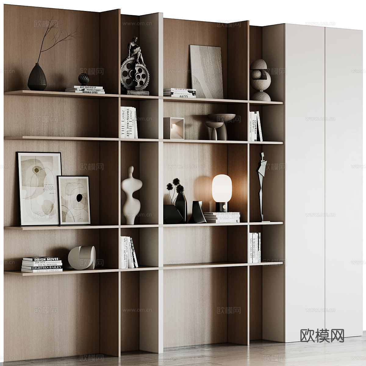 现代极简装饰书柜3d模型