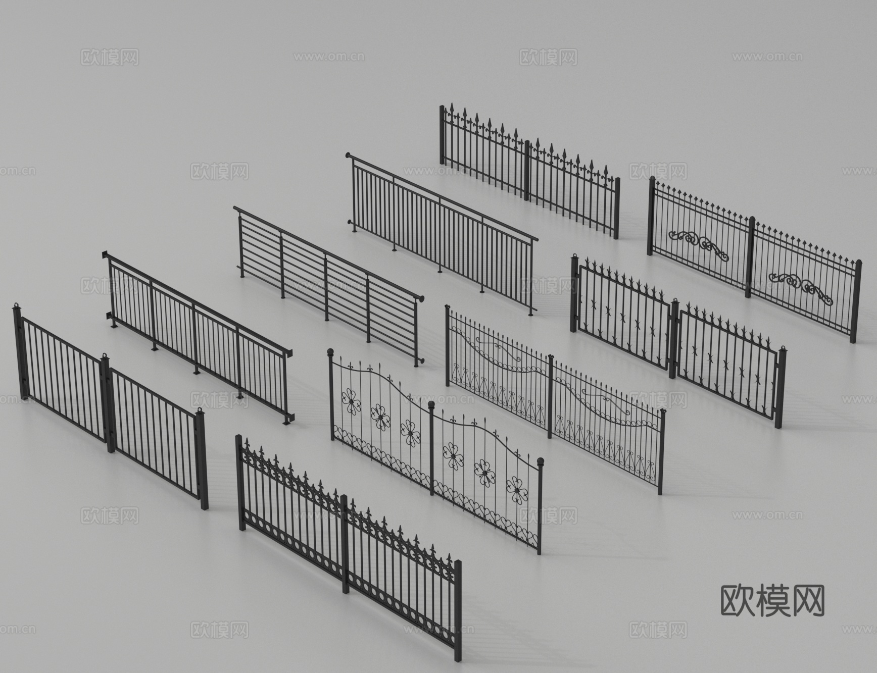 中式栅栏 护栏 围栏 栏杆3d模型
