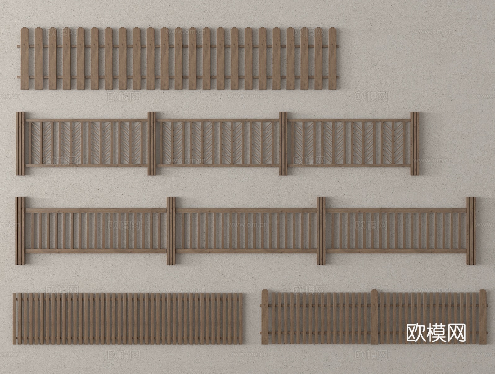 中式栅栏 护栏 围栏 栏杆3d模型