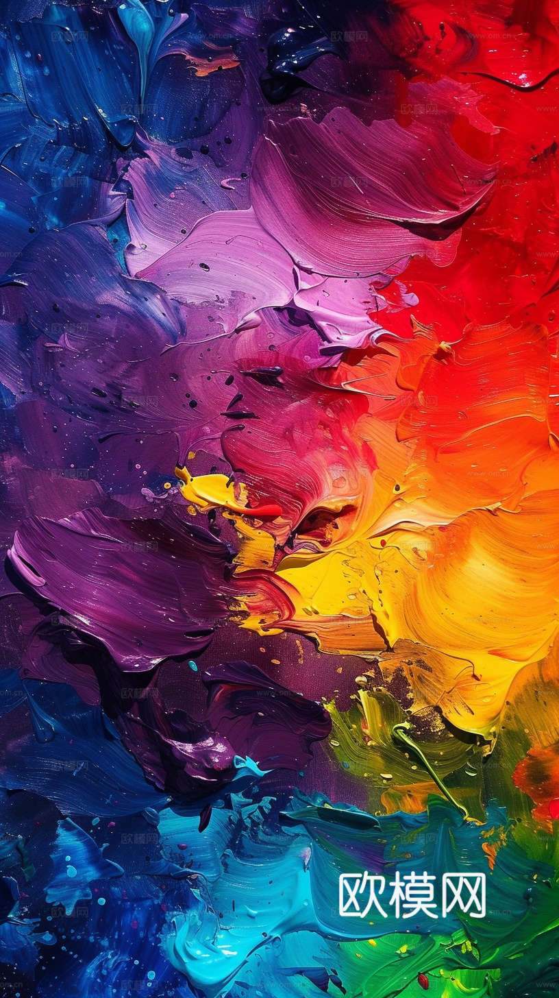 3D立体肌理油画涂抹背景壁纸下载（渲染图4）