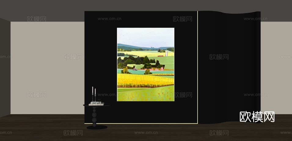 现代风景装饰画su模型下载(渲染图2)