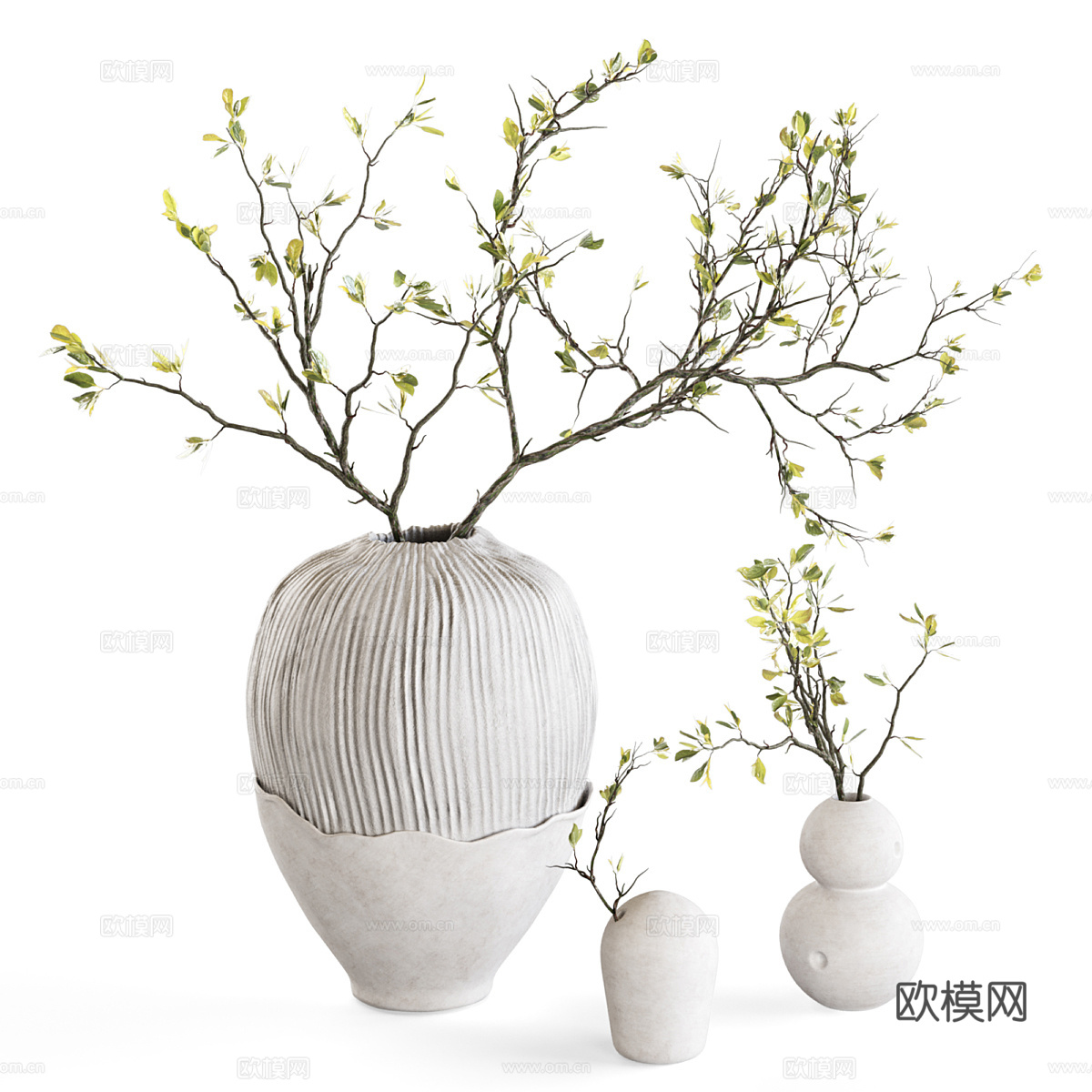 新中式花瓶花艺3d模型