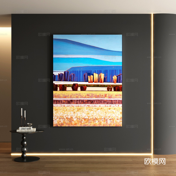 现代风景装饰画su模型下载(渲染图1)