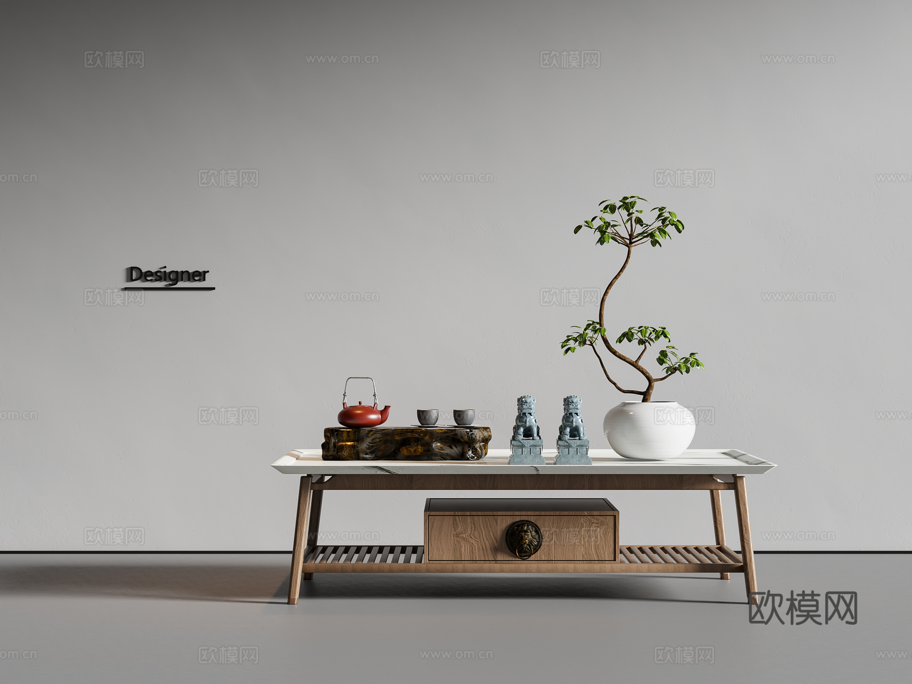 新中式宋式风茶几 实木茶几su模型