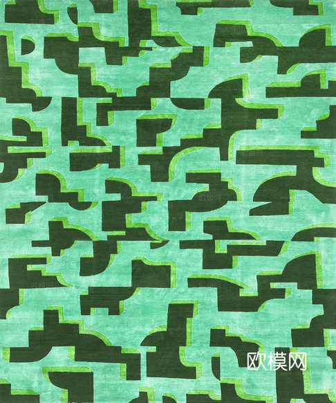 法式轻奢几何绒布地毯下载