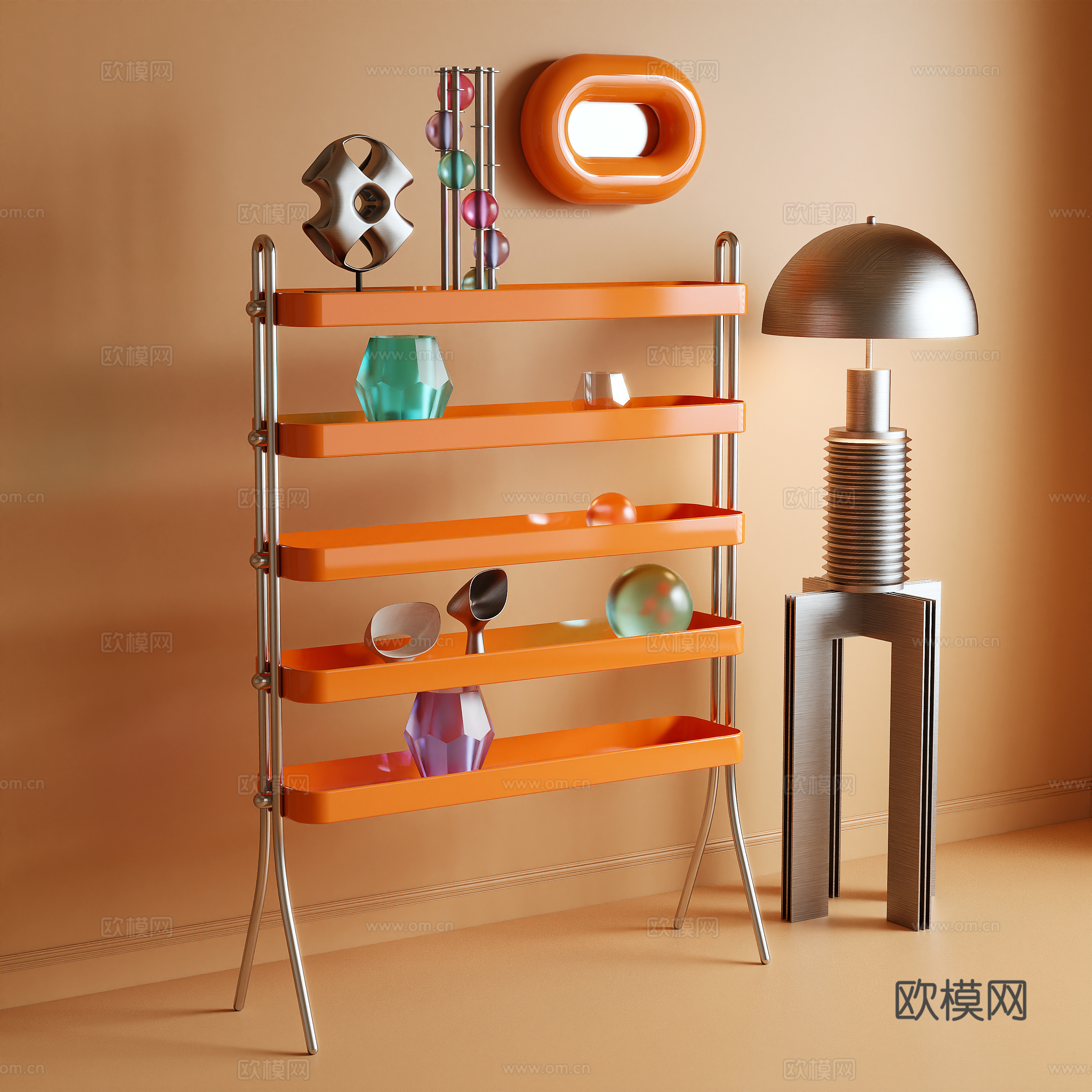 现代置物架 装饰架 多巴胺3d模型