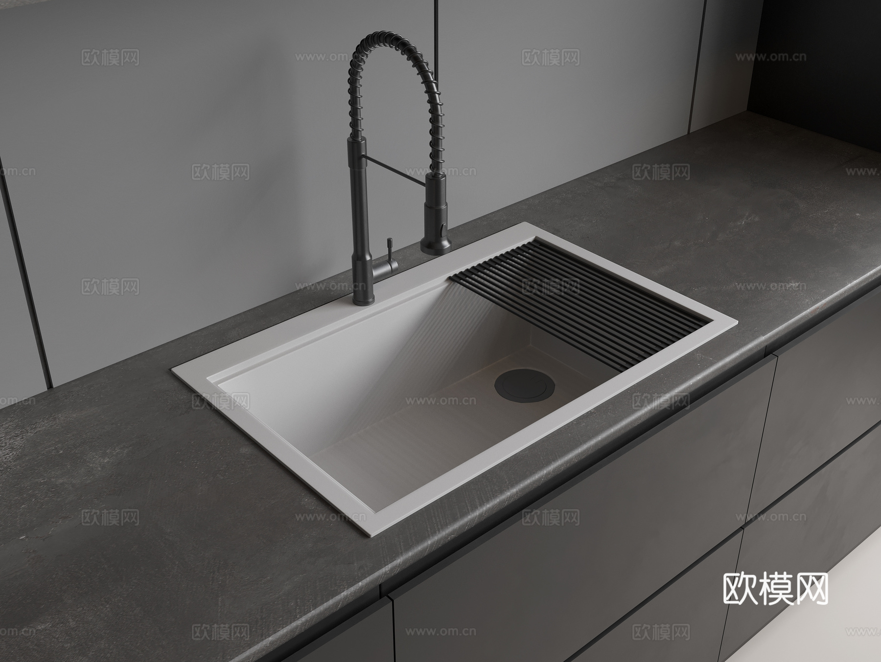 水槽 洗菜盆 台盆 水龙头3d模型