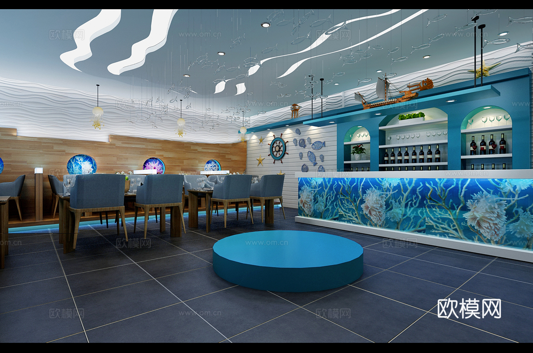 主题餐厅 海鲜馆 餐厅 餐饮3d模型