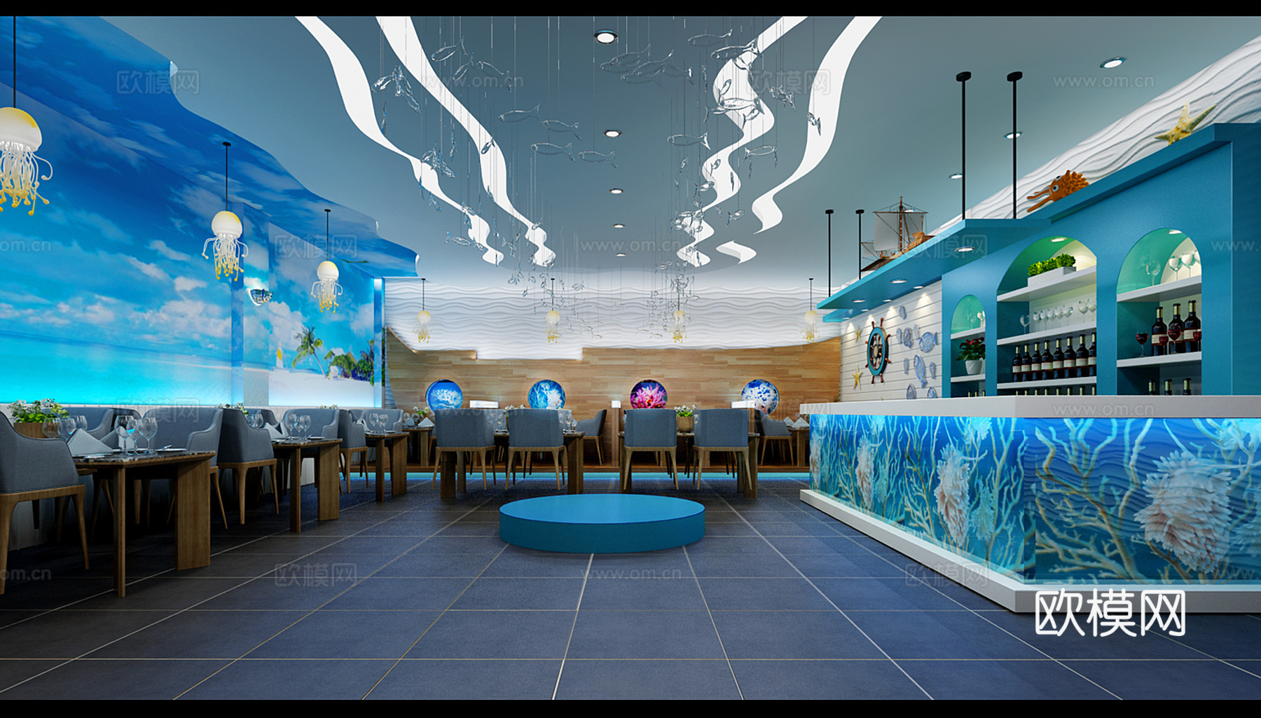 主题餐厅 海鲜馆 餐厅 餐饮3d模型