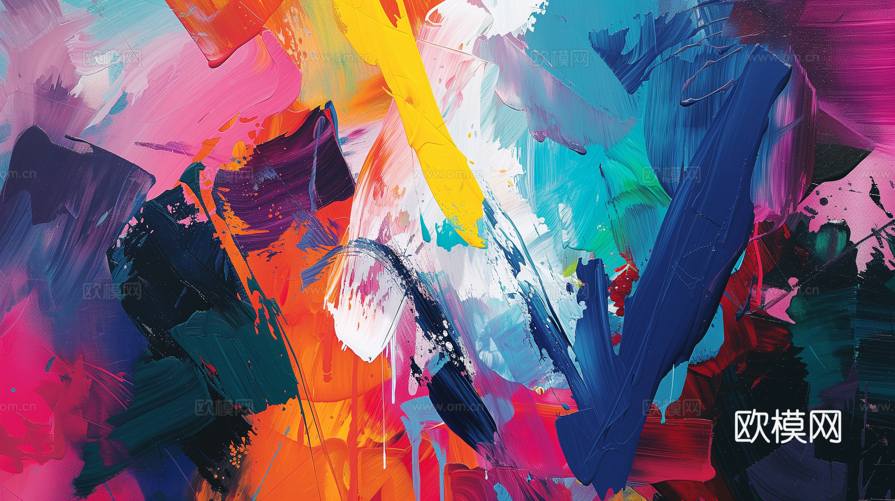 3D立体肌理油画涂抹背景壁纸下载（渲染图8）