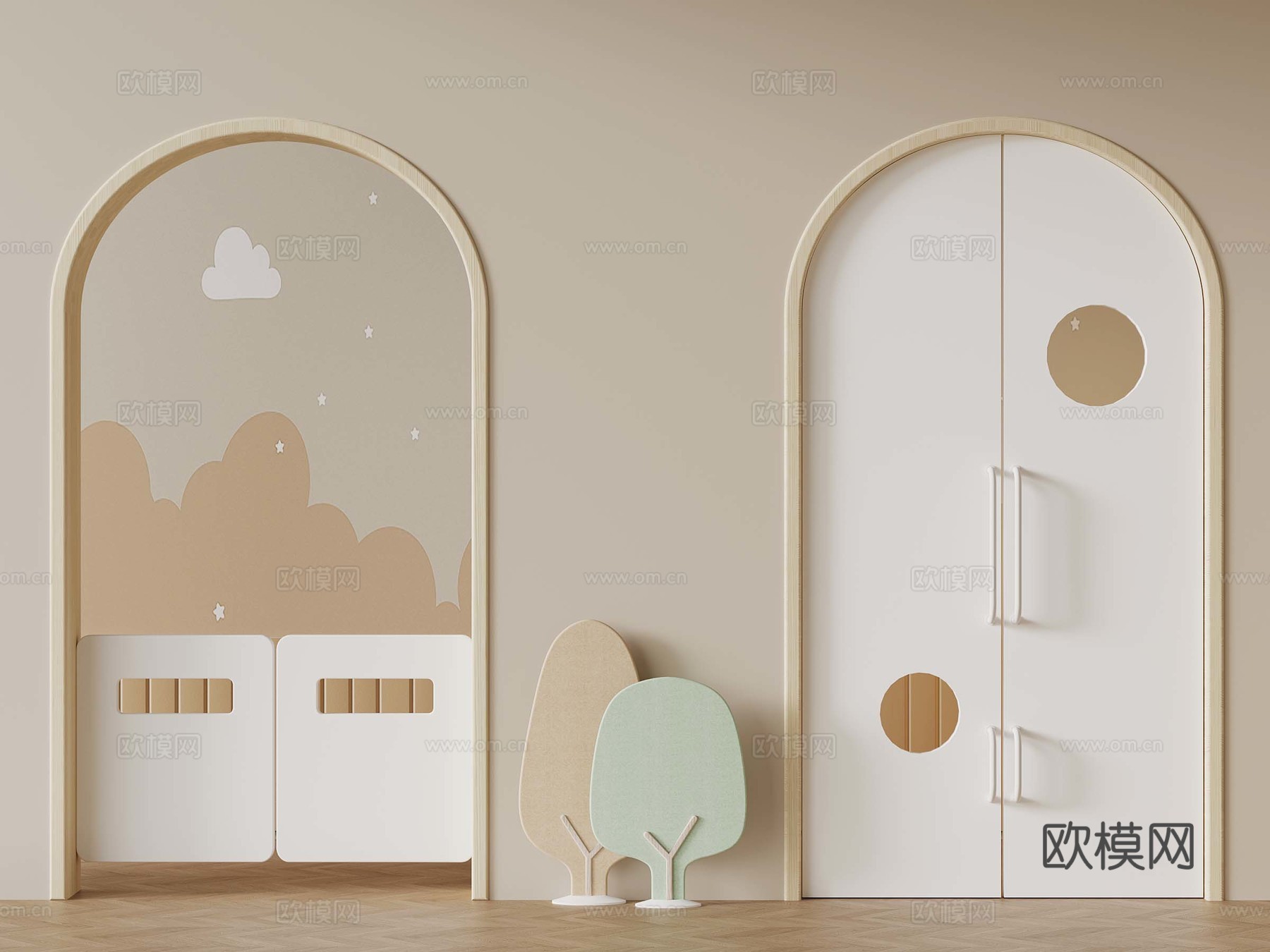 现代儿童门 幼儿园 儿童空间3d模型