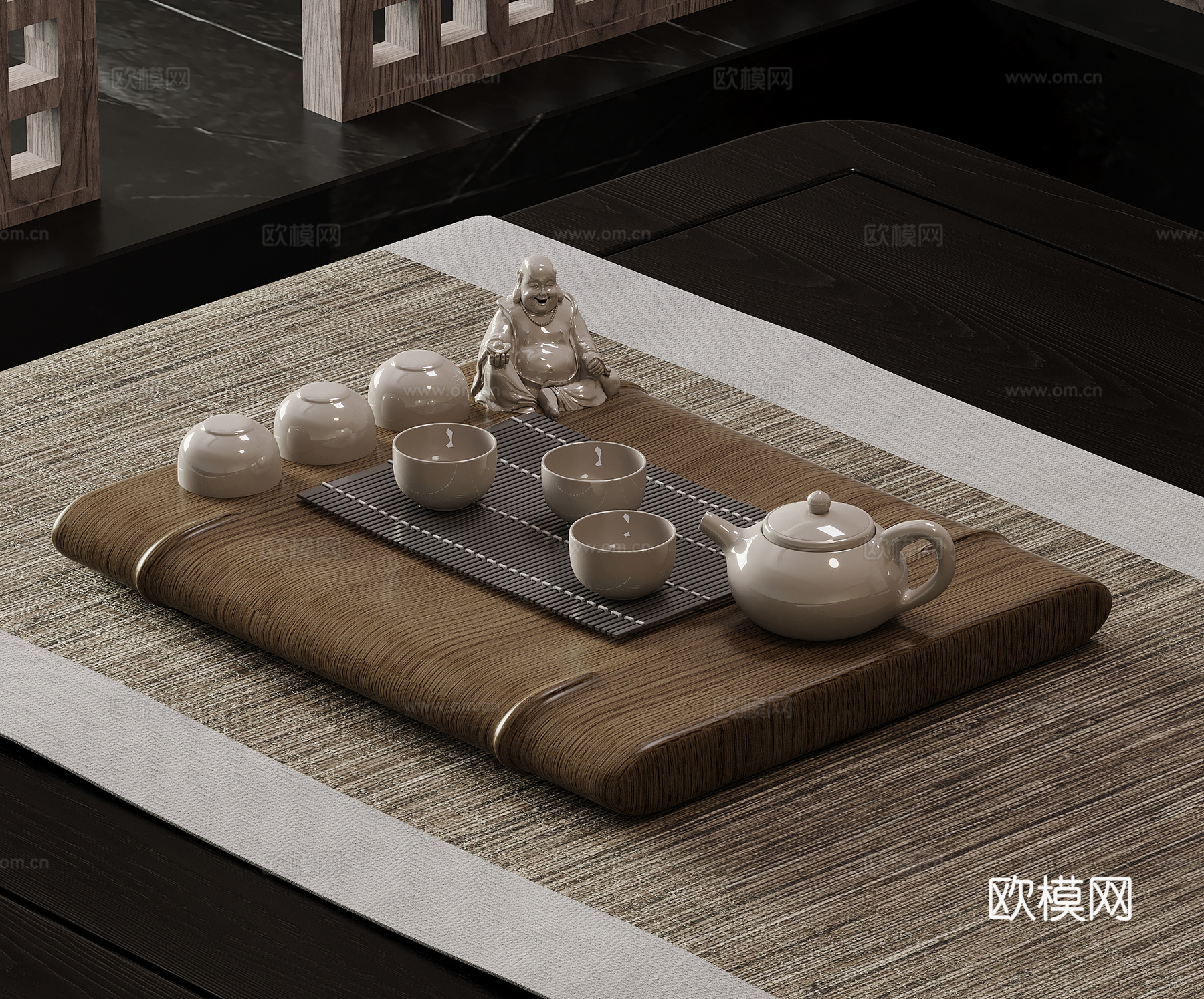 茶具 新中式茶具 茶壶 茶杯3d模型