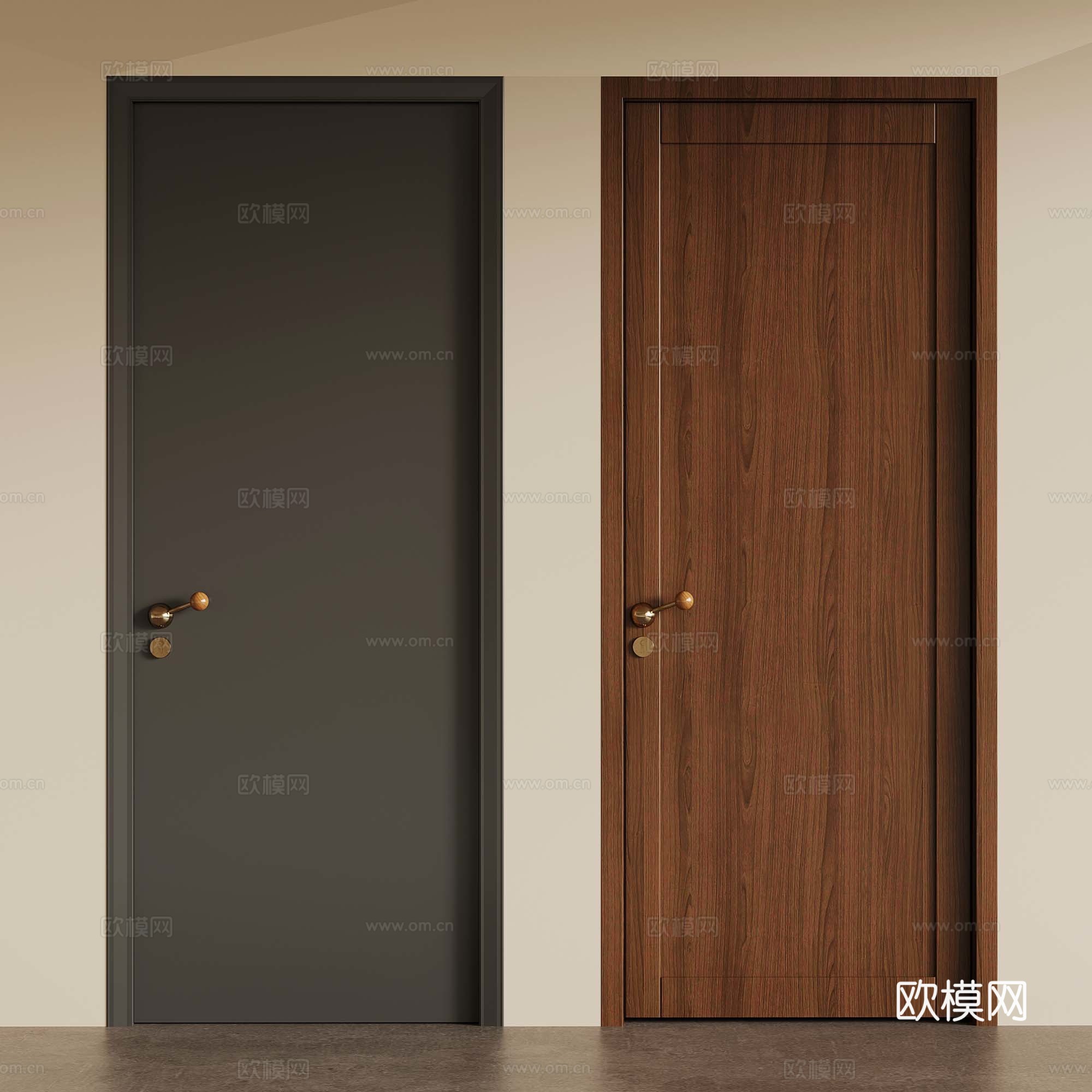现代中古单开门 复古木门 单开门3d模型