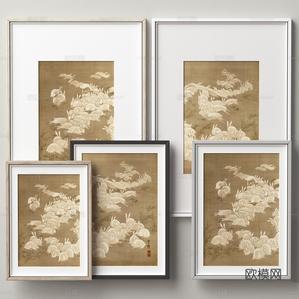 新中式装饰挂画3d模型