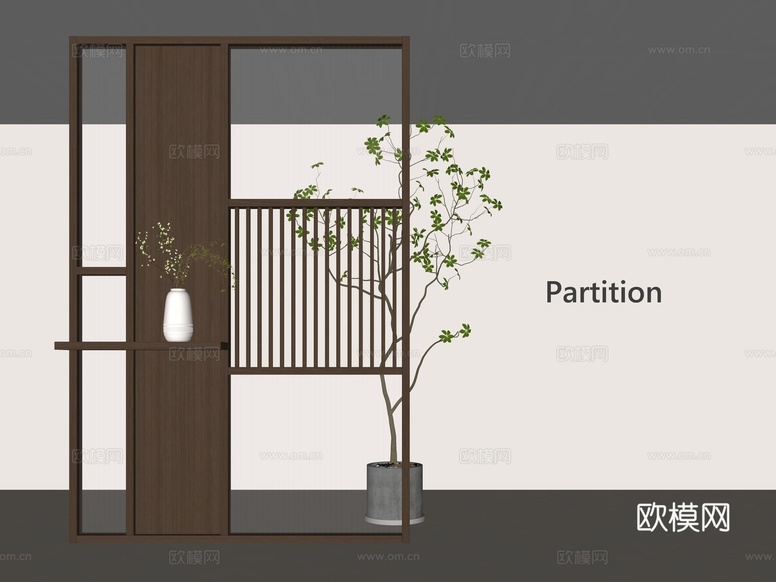 隔断 屏风 玄关 屏风隔断 玄关隔断su模型下载(渲染图2)