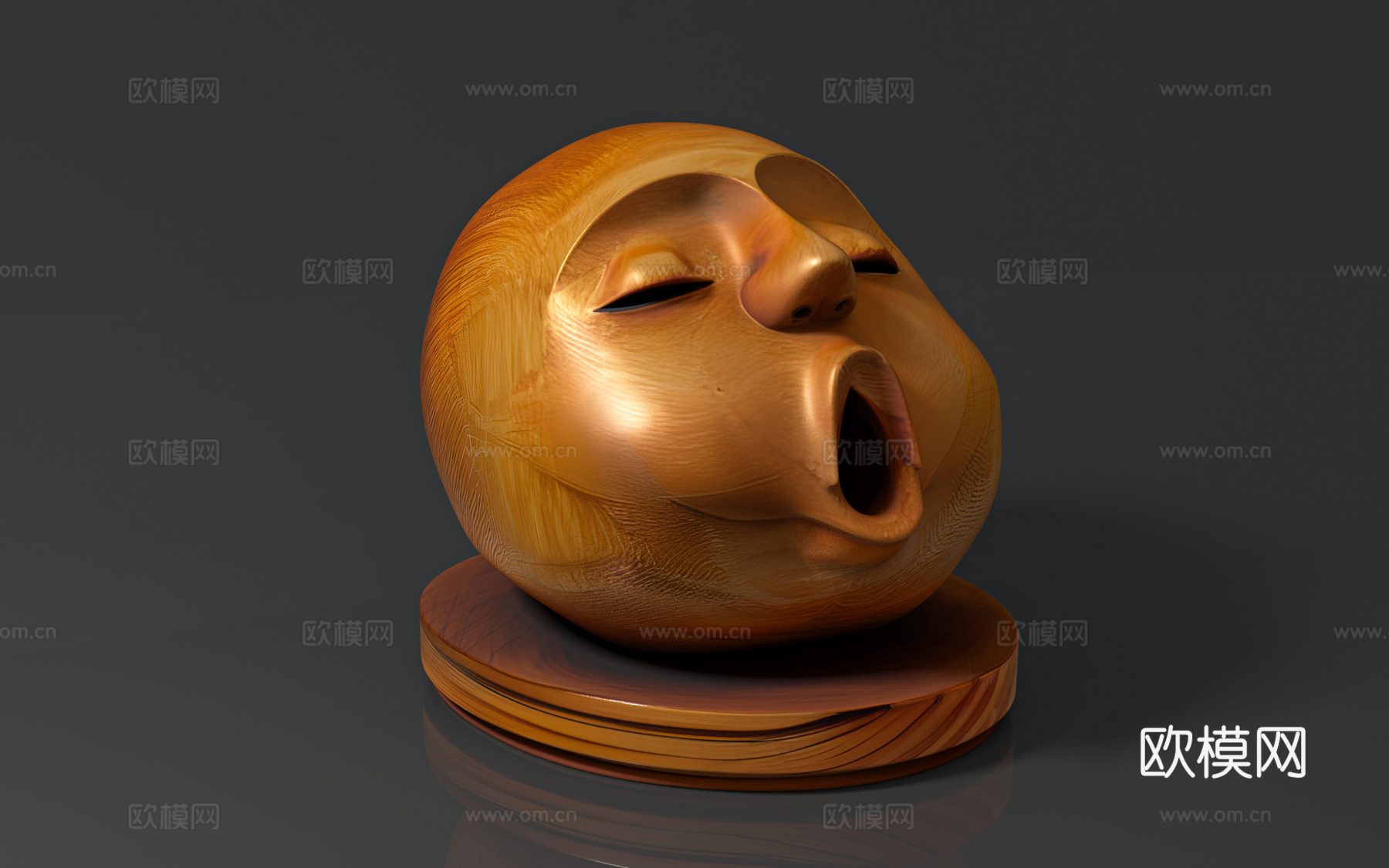 人脸表情艺术木雕 娃娃脸 雕塑雕刻 艺术创意抽象摆件 饰品装3d模型