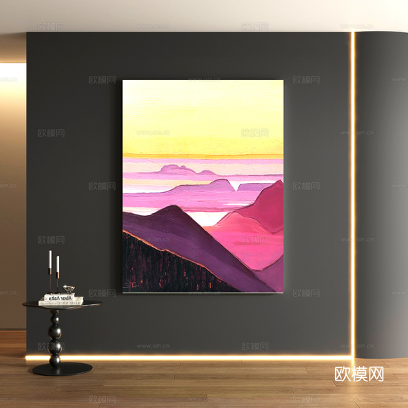 现代风景装饰画su模型下载(渲染图1)