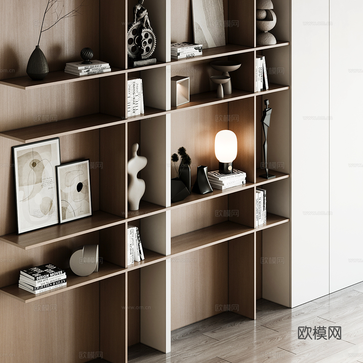 现代极简装饰书柜3d模型