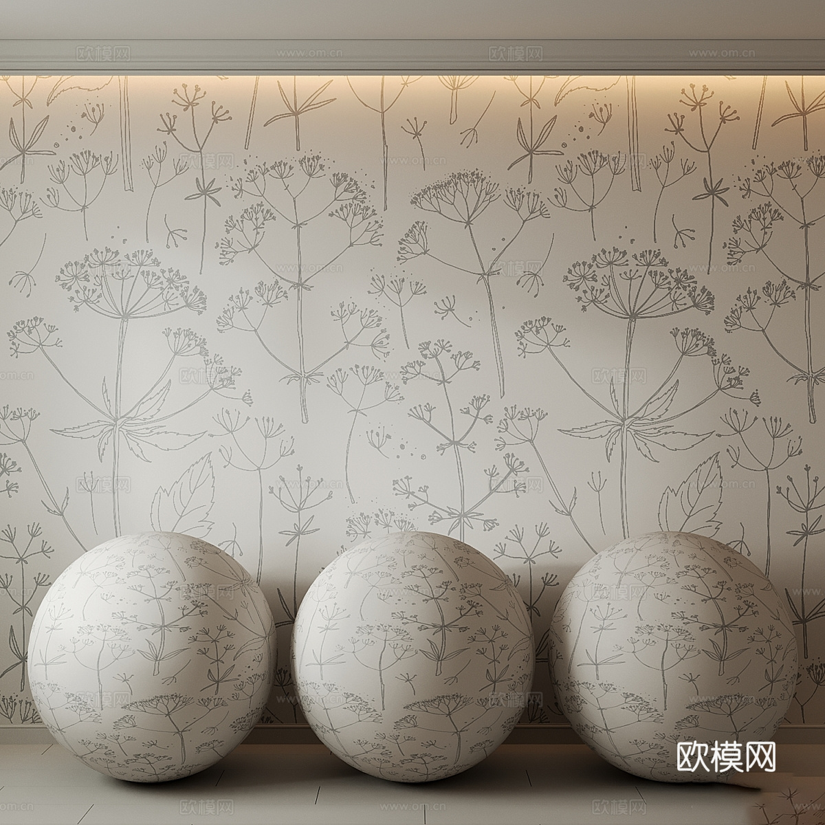 现代蒲公英墙布 墙纸 壁画3d模型