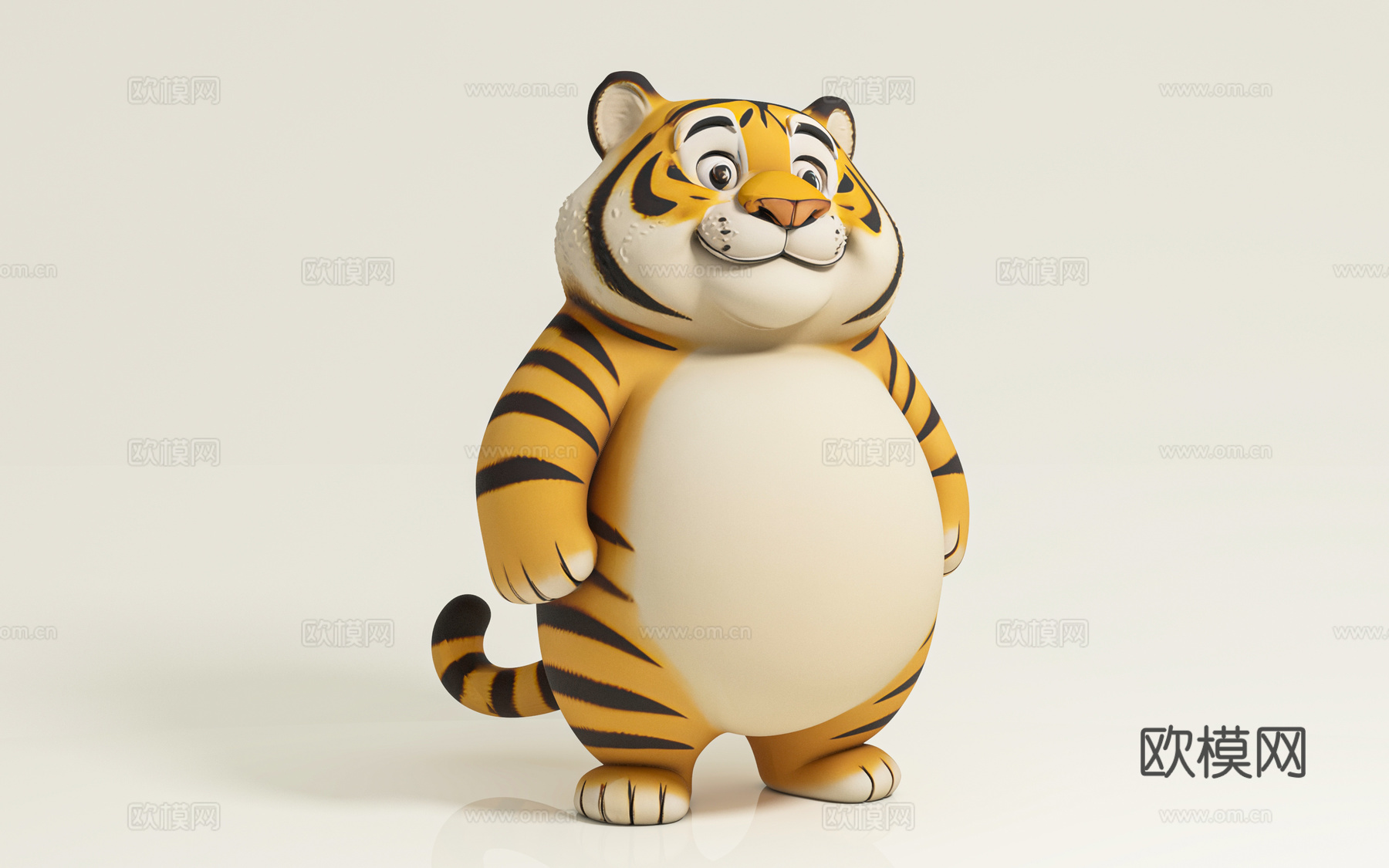 胖虎老虎卡通动物 萌宠猛兽 动漫风格 卡通形象 手办摆件 玩3d模型