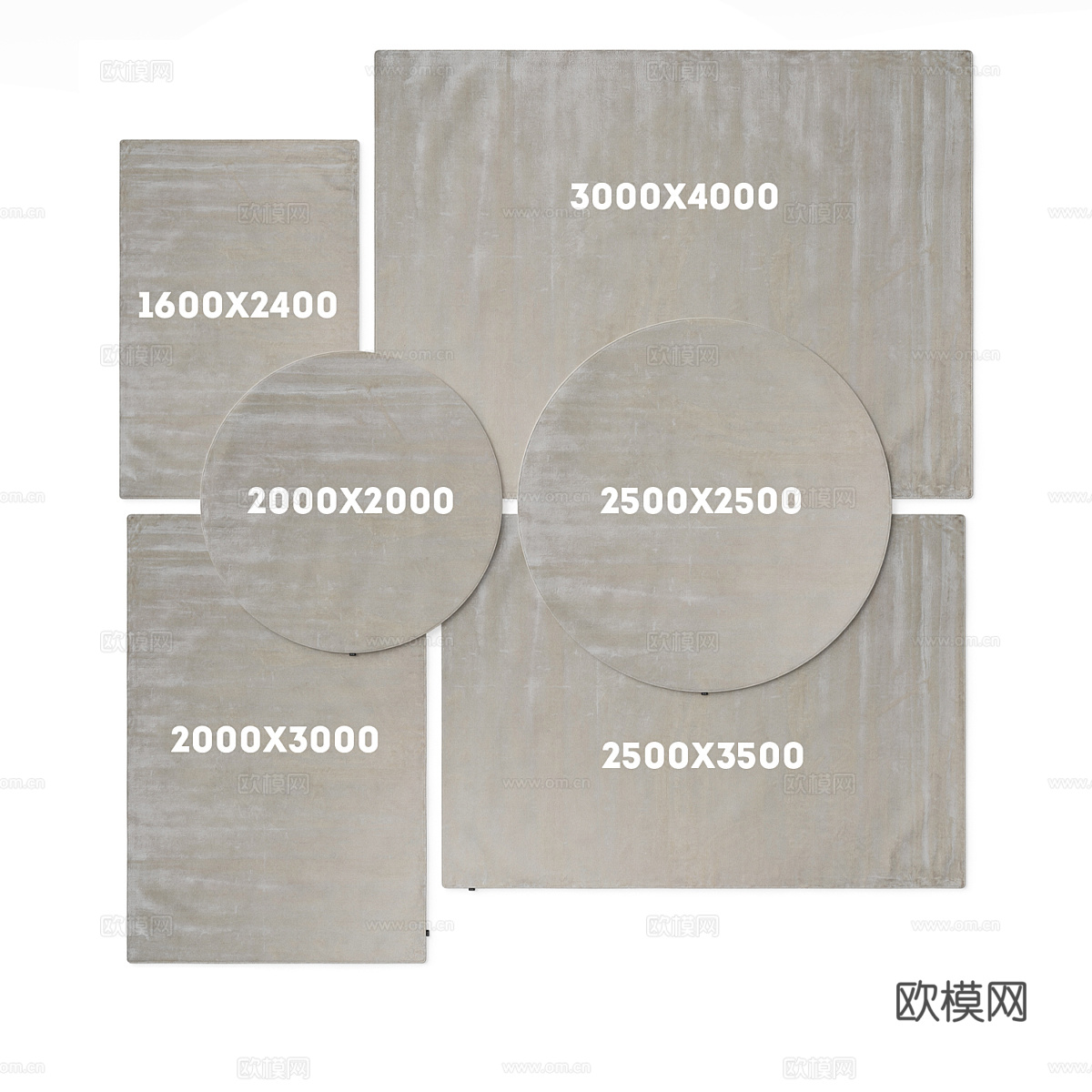 现代奶油风羊毛地毯3d模型