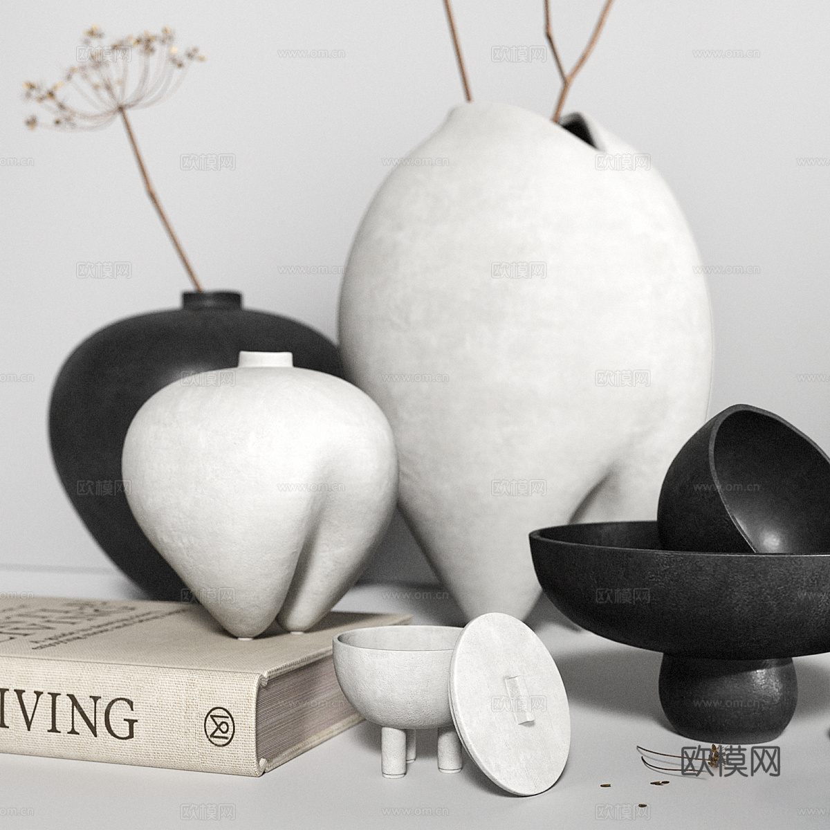 新中式侘寂饰品摆件3d模型