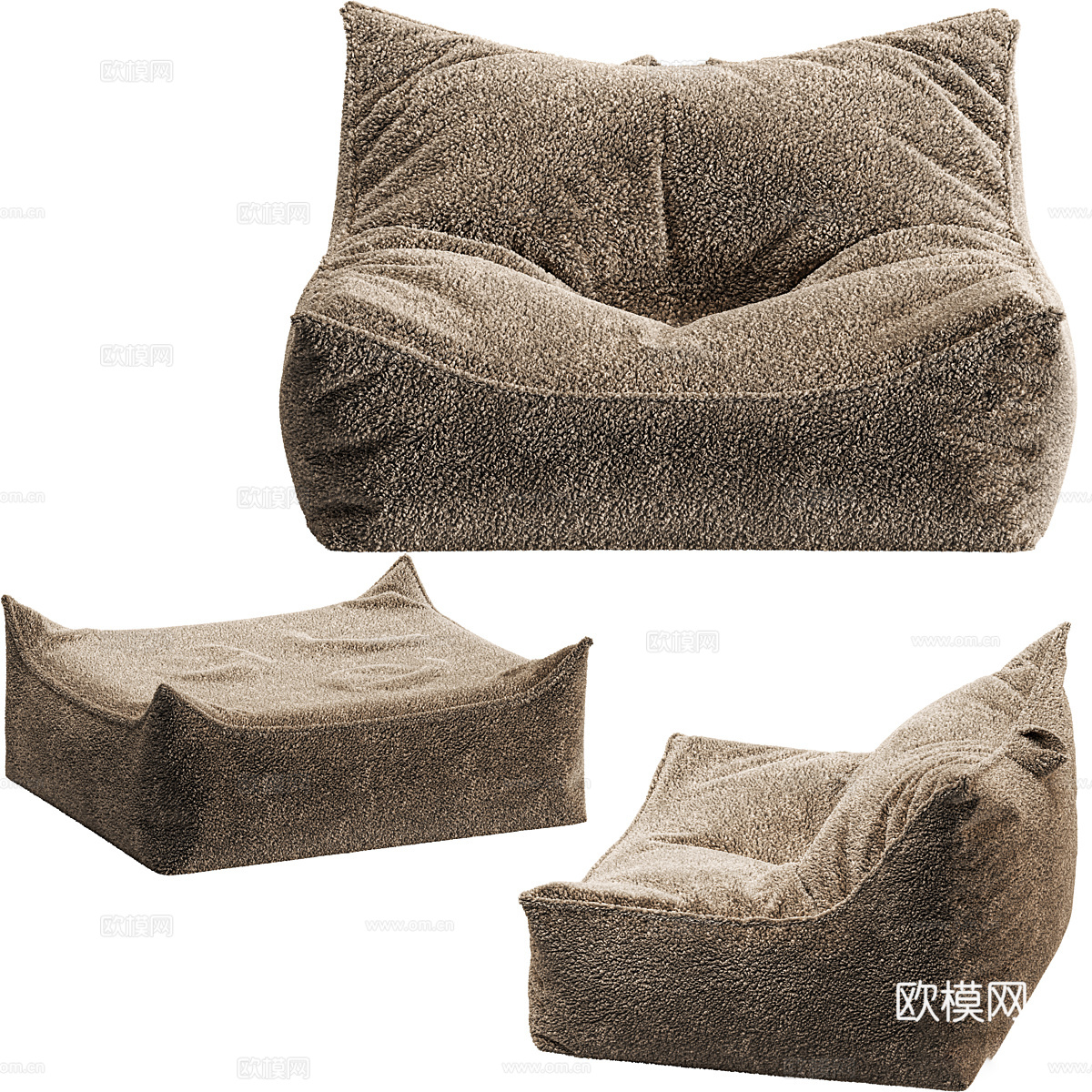 现代奶油风 WIGIWAMA 饼干豆袋椅3d模型